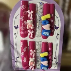 ピンク ネイルチップ 立体装飾 10個セット