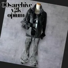 2000's blackdenim flare pants bleach y2k