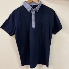 UNIQLO ポロシャツ 半袖 ネイビー ギンガムチェック Lのサムネイル