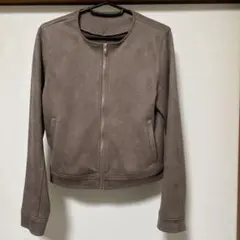 andmeフェイクスエードノーカラーライダースジャケット