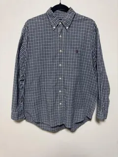 Ralph Lauren ネイビー/ホワイトチェック ボタンダウンシャツ