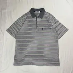 アメカジ 古着 Lakeland マルチボーダー ポロシャツ L ゴルフのサムネイル