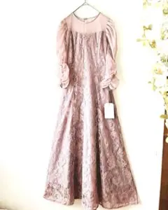 ♡GIRLガールチュールギャザースリーブレース結婚式ドレス　新品未使用品