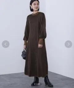 BEAMS HEART ジャカード フレアワンピース