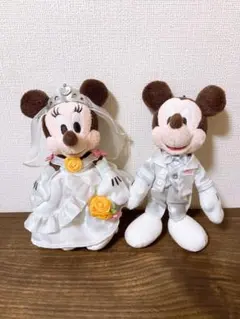 ミッキー・ミニー ウェディングぬいぐるみバッチ