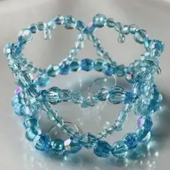 ミニミニビーズティアラ＊ハートティアラ＊水色⭐︎水の精＊ビーズ＊プリンセスお姫様