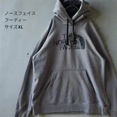 【希少サイズXL】ノースフェイス パーカー ビッグロゴ グレー 古着 訳あり