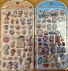 コットンパフィー　スヌーピーとドラえもんのシール2枚セット