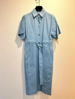 【CÉLINE 】34水色 半袖シャツワンピース
