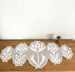 白＊レース編み＊ドイリー＊花壇＊チューリップ＊レトロ調＊方眼編み＊お花が推し＊