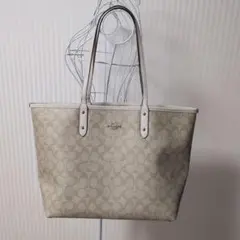 【訳あり】COACH シグネチャーPVCトートバッグ　 リバーシブル