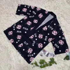 全新未使用 尼爾關閉 短袖襯衫 外罩 黑色 總圖案 狐狸面具 F尺寸