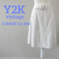 y2k 平成レトロ COMME ÇA ISM 白 フレアスカート ベルト付きのサムネイル