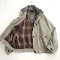 ヴィンテージ　ブルゾン　裏地チェック柄　短丈　ジャケット　3L アメカジ