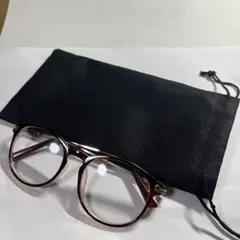 ブラウンラウンド伊達メガネ ケース付き
