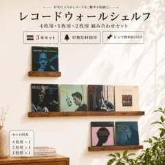 ヴィンテージ風レコードラック LP4枚用2本セット 壁面収納 ウォール