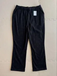 【新品】カジュアル チェック柄 黒パンツ 裏起毛 LL