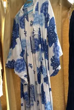 青系花柄 浴衣 単品
