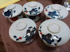値下げ　花柄 蓋つき煮物椀 5個セット