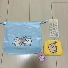 ちいかわBaby 巾着ポーチ　ハチワレ＆うさぎ ふわふわミニポーチ　シール