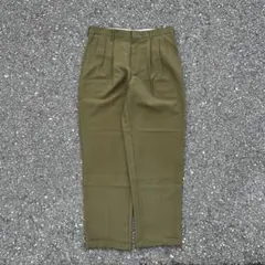 80s 90s USA製 3タックバギーワイドスラックス グリーン