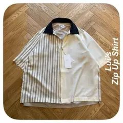 ルイス Lui’s ライトウェイトエアリー ストライプ ジップアップ 半袖シャツ