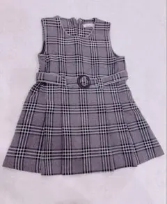 グレー チェック柄 ノースリーブ ワンピース