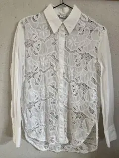 ZARA_ホワイト レース 長袖シャツ