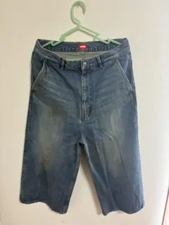 希少 美品 GLADHAND 綿麻 デニムトラウザーズ ブルー L ダブル仕立て
