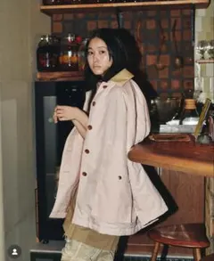 完売！＜6(ROKU)＞ナイロン レザーカラー コート　38 ピンク