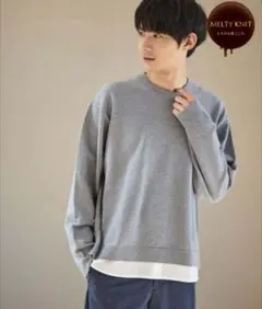 GLOBAL WORK メルティシャツレイヤード グレー XL