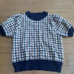 千鳥格子柄 パフスリーブ 半袖ニット GRL