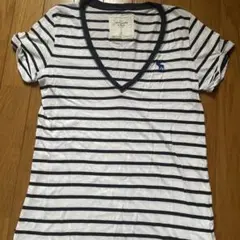 Abercrombie & Fitch ストライプ Vネック Tシャツ XS