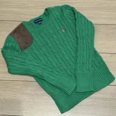 Ralph Lauren グリーン ケーブルニットセーター 140