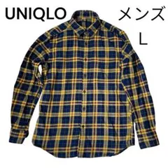 美品 UNIQLO メンズL チェックシャツ 綿100% ネルシャツ 秋冬