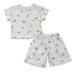 レモン柄ワッフル生地セットアップ