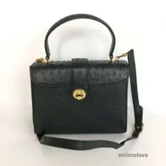 ⭐️美品⭐️ JRA認定 オーストリッチ ハンドバッグ フラップポケット