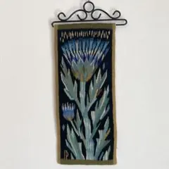 スウェーデン製 ヴィンテージ フレミッシュ織り 北欧伝統織物 壁飾り アザミ