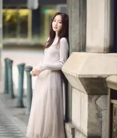 【Oggi掲載】チュールドッキングニットワンピース