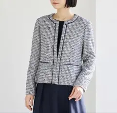 AIMER ミックスツイードノーカラージャケット Mのサムネイル