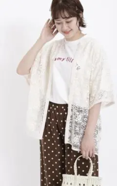 サマンサモスモス＊レース羽織シャツ(キナリ)