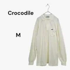 クロコダイル Crocodile 長袖 ポロシャツ 日本製 刺繍ロゴ M 黄色