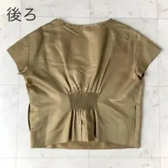 美品 ドゥロワー ギャザーシャーリング リネン 麻 半袖ブラウス ゆったりvp1 美品 ドゥロワー ギャザーシャーリング リネン 麻 半袖ブラウス