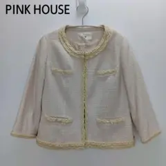 【未使用】PINK HOUSE/ピンクハウス　ノーカラージャケット　ツイード　L
