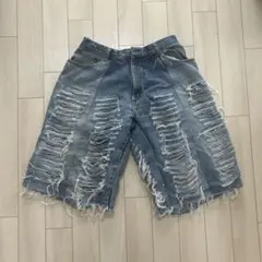 リメイクデニム　バギーショーツ　デニムショーツ　ジョーツ　古着　archive