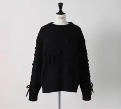 Gypsophila ジプソフィア リボンケーブルニット ブラック 黒