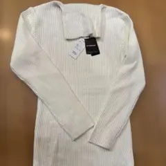 ホワイト　タートルセーター　L L 未使用
