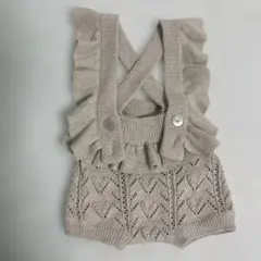 JAMIE KAY 80 ベージュ フリル サロペット　パンツ　ニット