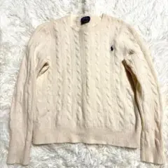 美品 ポロラルフローレン ケーブルニット カシミア ウール アイボリー XS
