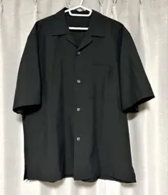GU オープンカラーシャツ　メンズ　半袖シャツ　ブラック